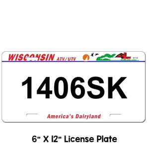 Wisconsin ATV Plate UTV License Plate, personalized Atv plate, Metal ATV Plate, utv license plate, custom atv plate