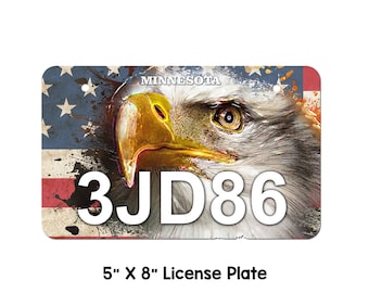 Minnesota ATV/UTV plate Minnesota utv plate,  american flag atv plate, atv license plate, utv license plate, bald eagle, atv plate,