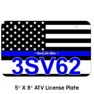 Minnesota ATV/UTV License Plate thin blue line, personalized license plate, atv plate, utv plate, custom atv plate, law enforcement
