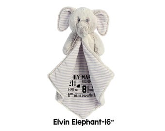 Elvin Elephant Cuddler Custom Blanket animal baby blanket, its a girl gift, its a boy gift, luvster,baby elephant, personalized item