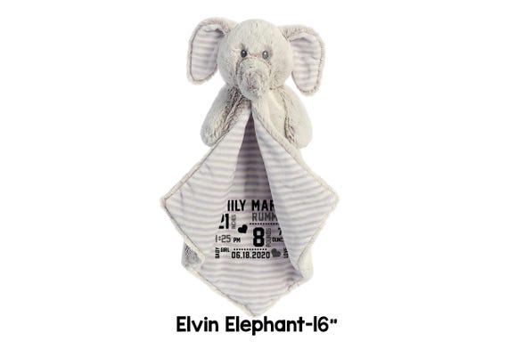 Elvin Elephant Cuddler Custom Blanket animal baby blanket, its a girl gift, its a boy gift, luvster,baby elephant, personalized item