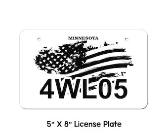 Minnesota ATV/UTV License Plate Custom  distressed Flag License Plate, personalized atv Plate, atv license plate,