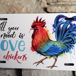 Chicken license plate, Chicken, Hen, Rooster, car tag, license plate, love and chickens, novelty plate image 2