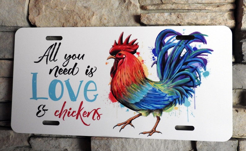 Chicken license plate, Chicken, Hen, Rooster, car tag, license plate, love and chickens, novelty plate image 2