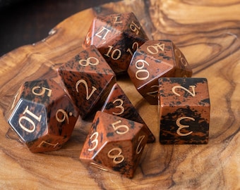 Mahogany Jasper Stone Dice Set