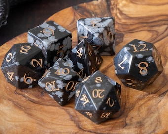 Snowflake Obsidian Stone Dice Set