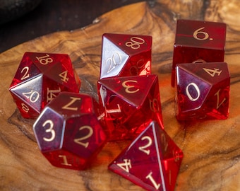 Red Glass Dice Set