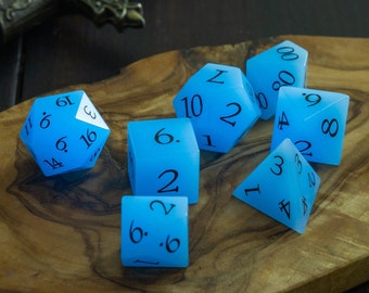 Blue Glow-In-The-Dark Luminous Stone Dice Set