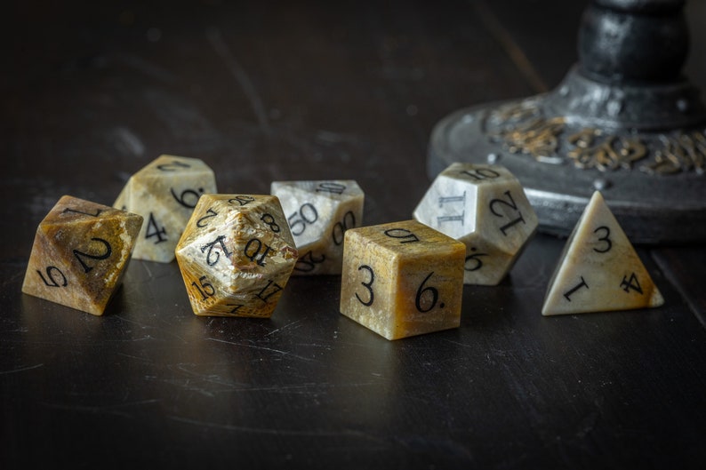 Fossilized Coral Stone Dice Set image 4