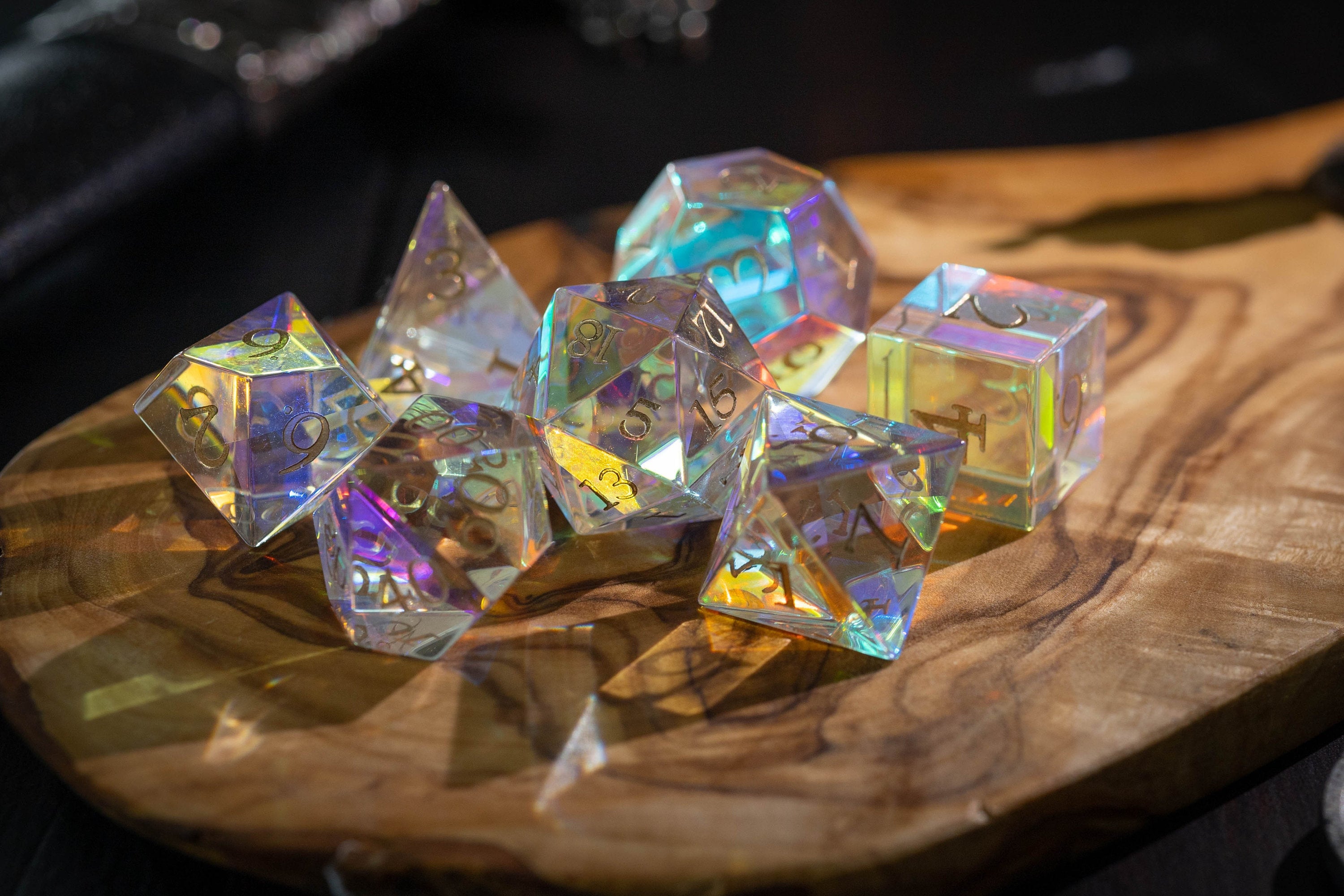 Prismatic Glass Dice Set Etsy