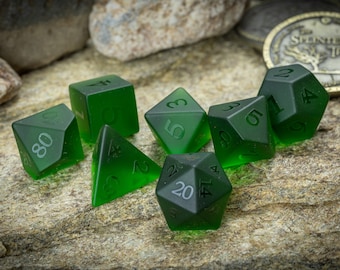 Emerald Glass Dice Set