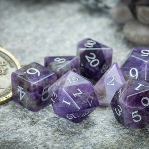 Amethyst Gemstone Dice Set