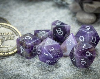 Amethyst Gemstone Dice Set