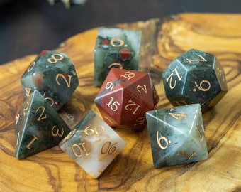 African Bloodstone Stone Dice Set