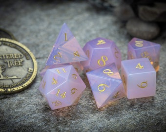 Pink Opalite Dice Set