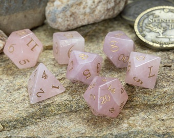 Rose Quartz Gemstone Dice Set