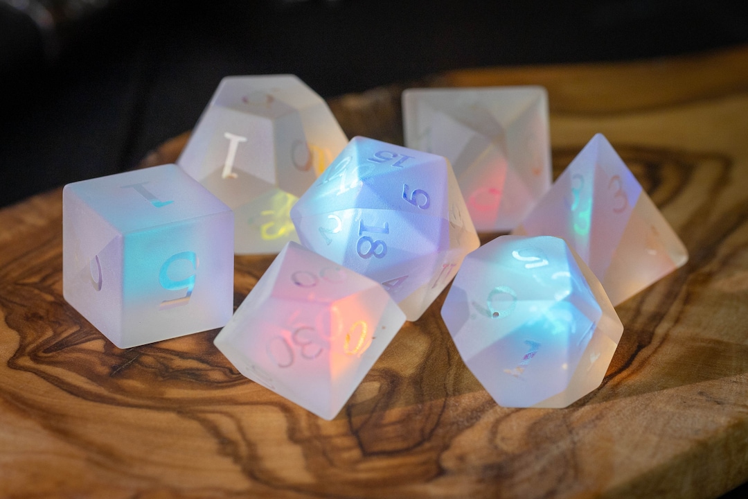 Frosted Prismatic Glass Dice Set Etsy