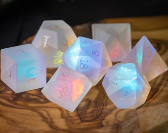 Frosted Prismatic Glass Dice Set