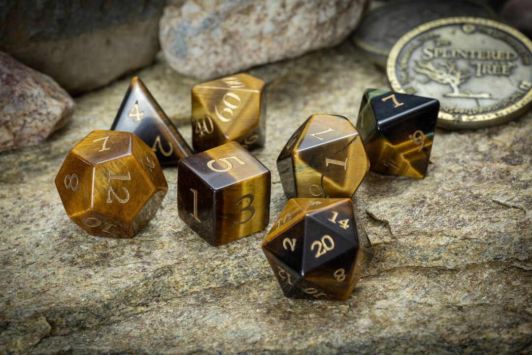 Yellow Tiger's Eye Dice Set - Etsy