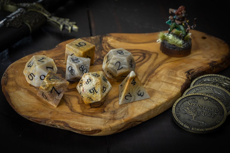 Fossilized Coral Stone Dice Set image 3