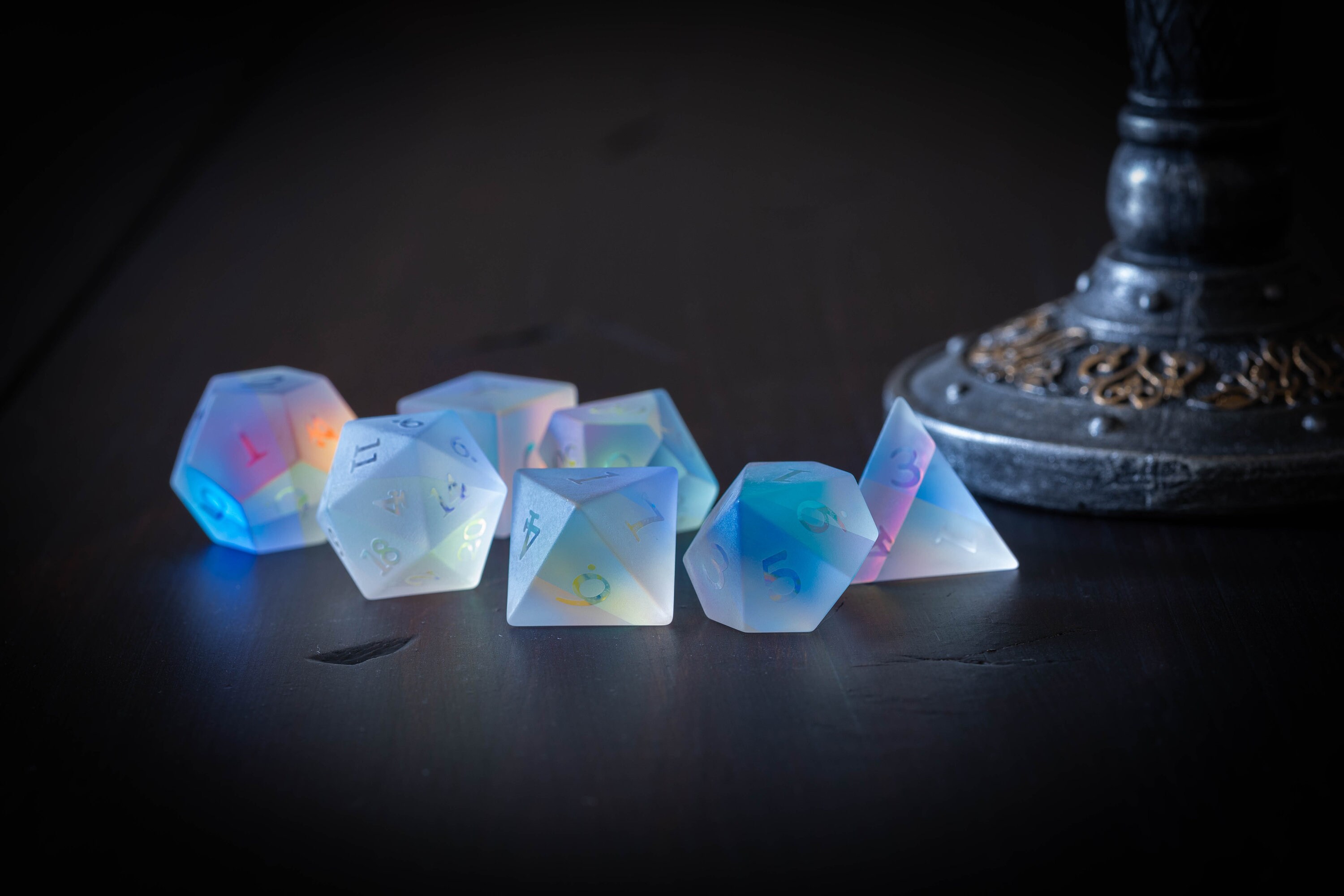 Frosted Prismatic Glass Dice Set Etsy Canada