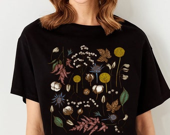 Botanical Shirt, Vintage T-shirt, Flower T-Shirt, Vintage Botanical, Vintage Flower Shirt, Wildflower Shirt, Cotton Shirt