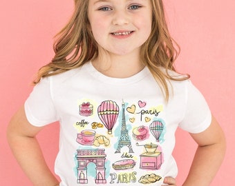 Paris Shirt Youth Toddler Kids, Eiffel Tower Tee, Europe Travel Trip Clothing, Girl Boy Paris Tee, Paris Tees, Paris Skyline, Je taime Baby