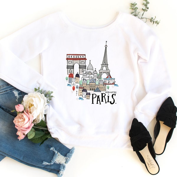 Paris Sweatshirt, Eiffel Tower Sweatshirt, Travel Clothing, Women's Paris Shirt, Paris Tees, Paris Skyline, Gift for her Paris, France