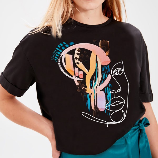 Modern Art Tshirt, Picasso T-shirt, Artist Shirt, Abstract Face Line Drawing, Cubism T-Shirt, Art Gift, Painting Shirt, Impressionism