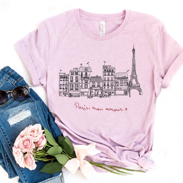 Paris Shirt, Eiffel Tower Shirt, Travel Shirt, Women's Paris T-Shirt, Paris Skyline, Gift for her Paris, France Shirt, Paris Vacation