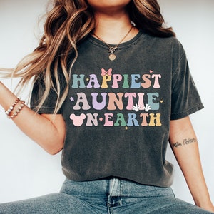 Happiest Auntie On Earth Shirt, Matching Mouse Ears Colorful Family Trip Tee, Shirt For Aunty, Mothers Day Gift Plus Size Outfit Annie Nini