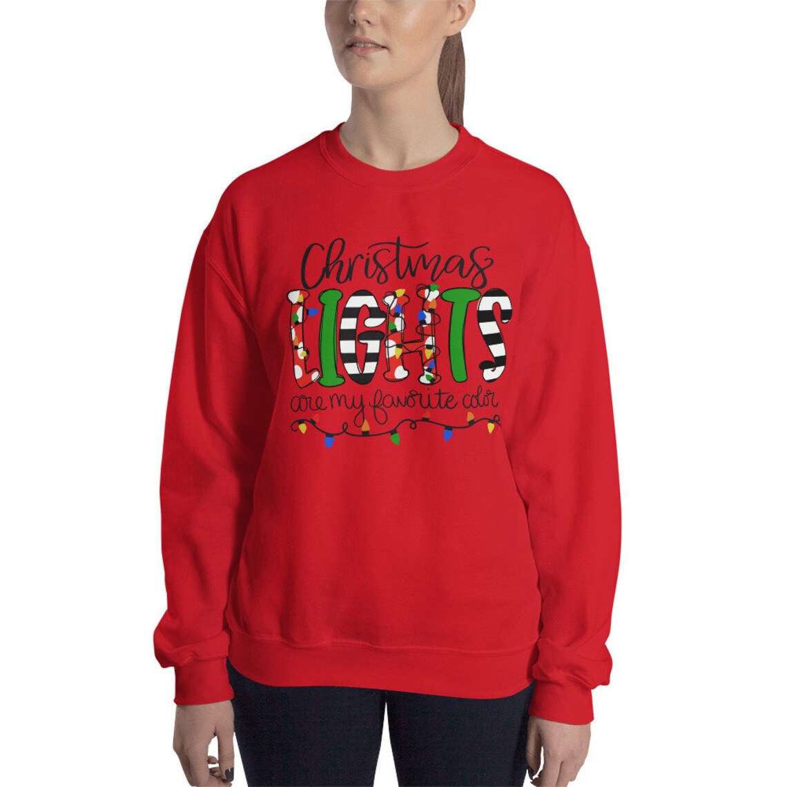 My Favorite Color is Christmas Lights Christmas Sweatshirt Etsy