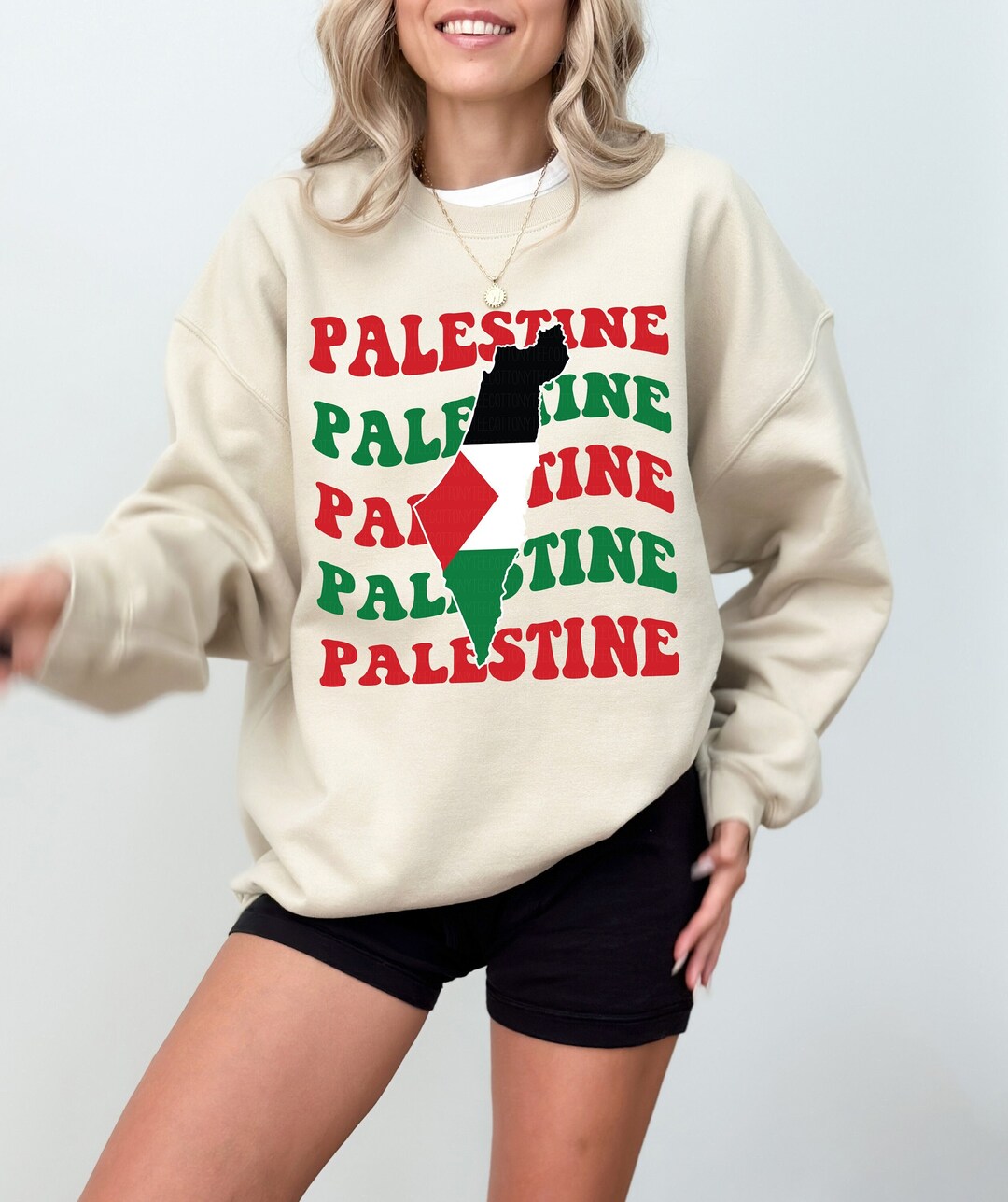 Palestine Flag Products - Sustainably Made Unisex Premium Sweatshirt Bitten