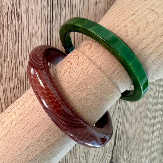 Multicolored Bakelite Bangle Bracelets - image 1