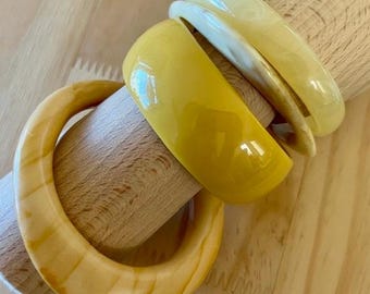 Multi-Colored Acrylic and Resin Bangle Bracelets