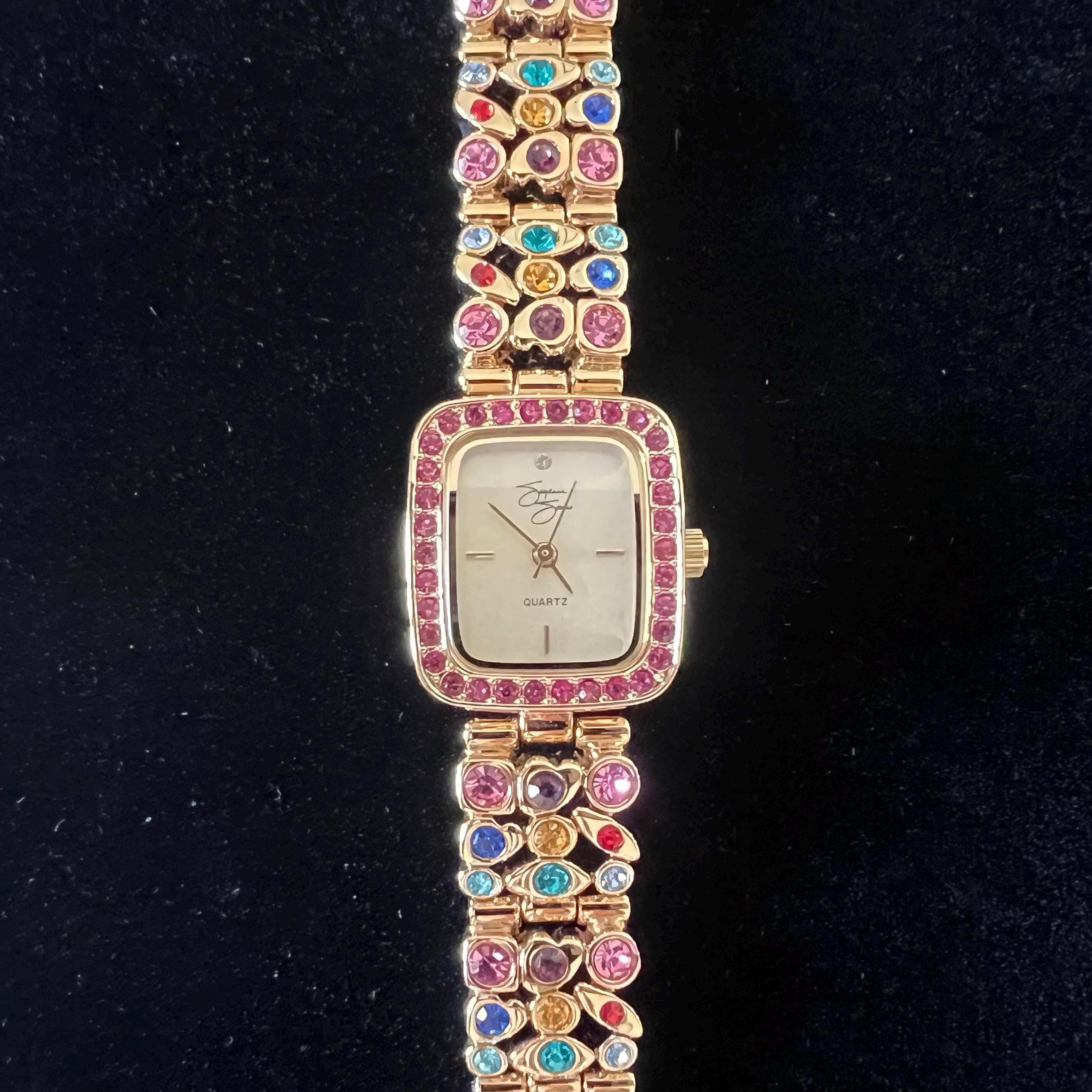 Suzanne Somers Collection Rhinestone Bling Watch New Without Tags Works Suzanne Somers Watch Bling Pink Rhinestones Silver Tone | eBay main image 2