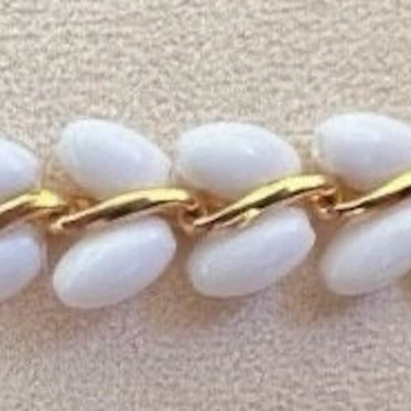 Trifari White and Gold Costume Bracelet