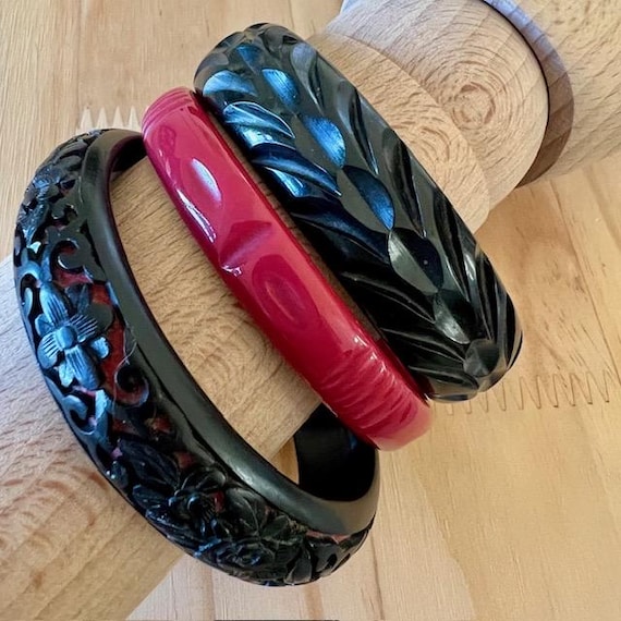 Multi-Colored Synthetic Bangle Bracelets - image 1