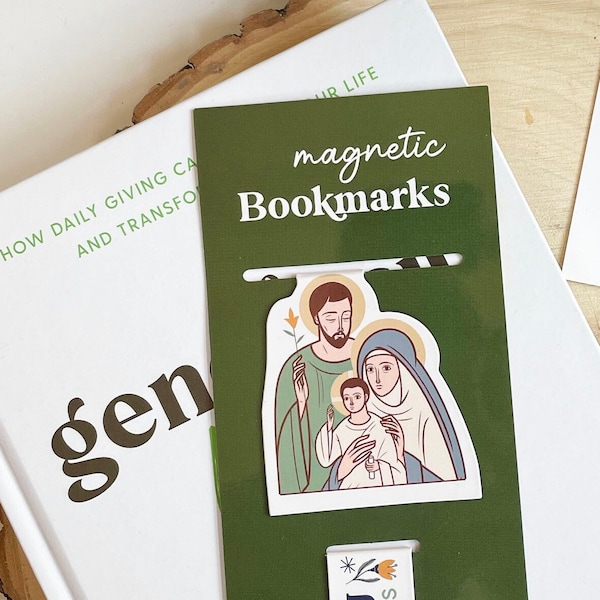 The Holy Family Magnetic Bookmarks | Set of 2 | Jesus, Mary and Joseph Pray for us | Catholic bookmarks | Catholic gift