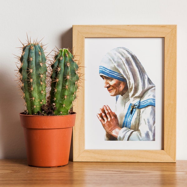 Mère Teresa | d’impression numérique Imprimé catholique | Aquarelle numérique | Saint Patron | Cadeau de confirmation | Don pour les catholiques