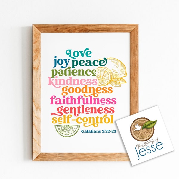 The Fruits of the Holy Spirit Printable | Digital Download | Galatians 5:22-23 | Frutos del Espiritu Santo | Card | Spiritual Bouquet