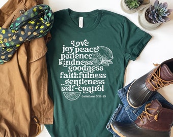 Camiseta los Frutos del Espíritu Santo / Camiseta Cristiana / Católica / Regalo / Primera Comunión / Confirmación / Espíritu Santo
