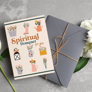 Spiritual Bouquet card 5"x7" digital download | Catholic card | Spiritual bouquet printable card | a gift of prayer | rosaries | mass