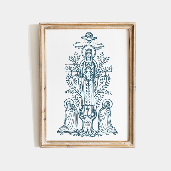 O Radix Jesse Printable download | Catholic Decor | Mary and Jesus | Christmas card | catholic gift | download | O Antiphons