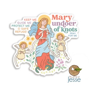 Mary Undoer of Knots Waterproof Sticker | Our Lady Undoer of Knots | Catholic gift | Maria desatanudos | Confirmation gift | Blessed Virgin