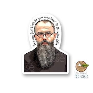 St. Maximilian Kolbe sticker | catholic sticker | waterproof | gift | confirmation | first communion | catholic decor | decal | Kolbe |Saint