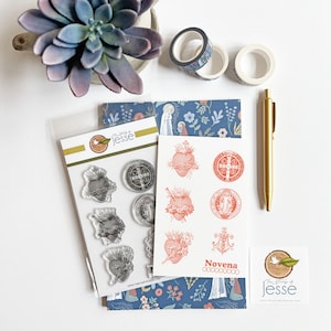 Catholic Symbols Clear Stamp Set | Catholic stamps | St. Benedict | Sacred Heart | Faith stamps | Gift for her