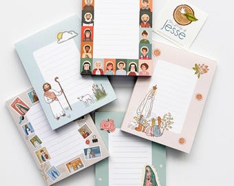 Catholic notepad | The Good Shepherd | Fatima | Guadalupe | Ave Maria Post | Women + Men Saints | Catholic gift