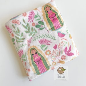 Our Lady of Guadalupe Velveteen Plush Blanket | Catholic Gift | Catholic gift for baby | Baptism | First Communion | Catholic girl