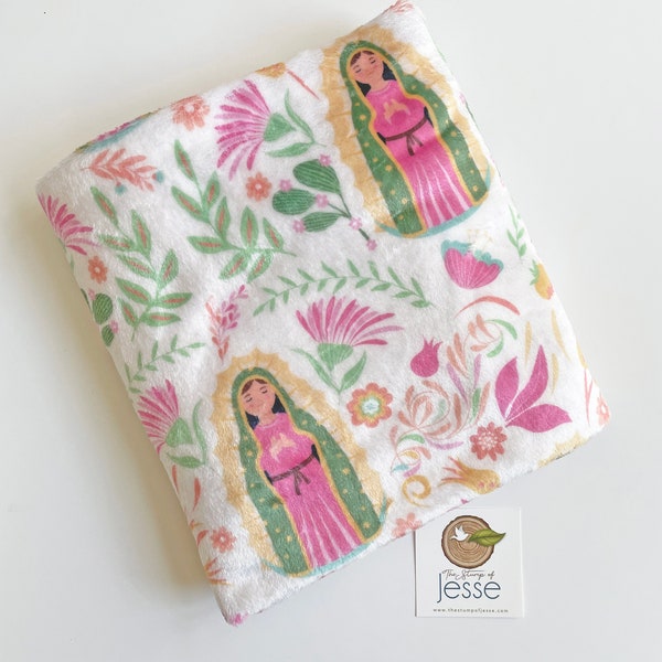 Manta de felpa Nuestra Señora de Guadalupe Velveteen / Regalo católico / Regalo católico para bebé / Bautismo / Primera Comunión / Niña católica